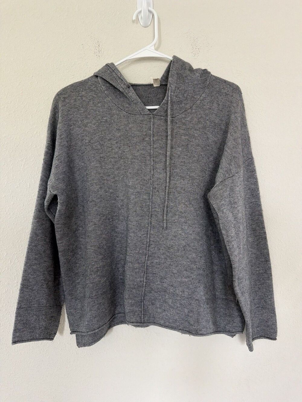 Nap Loungewear Gray Pullover Hooded Wool Long Sleeve Knit Sweater Women Small